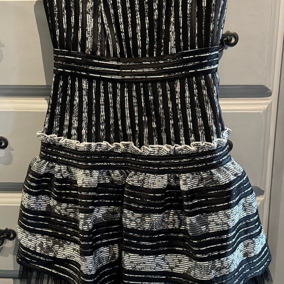 BCBGMaxAzria Black and White Strapless Madeline Dress - Picture 3 of 5
